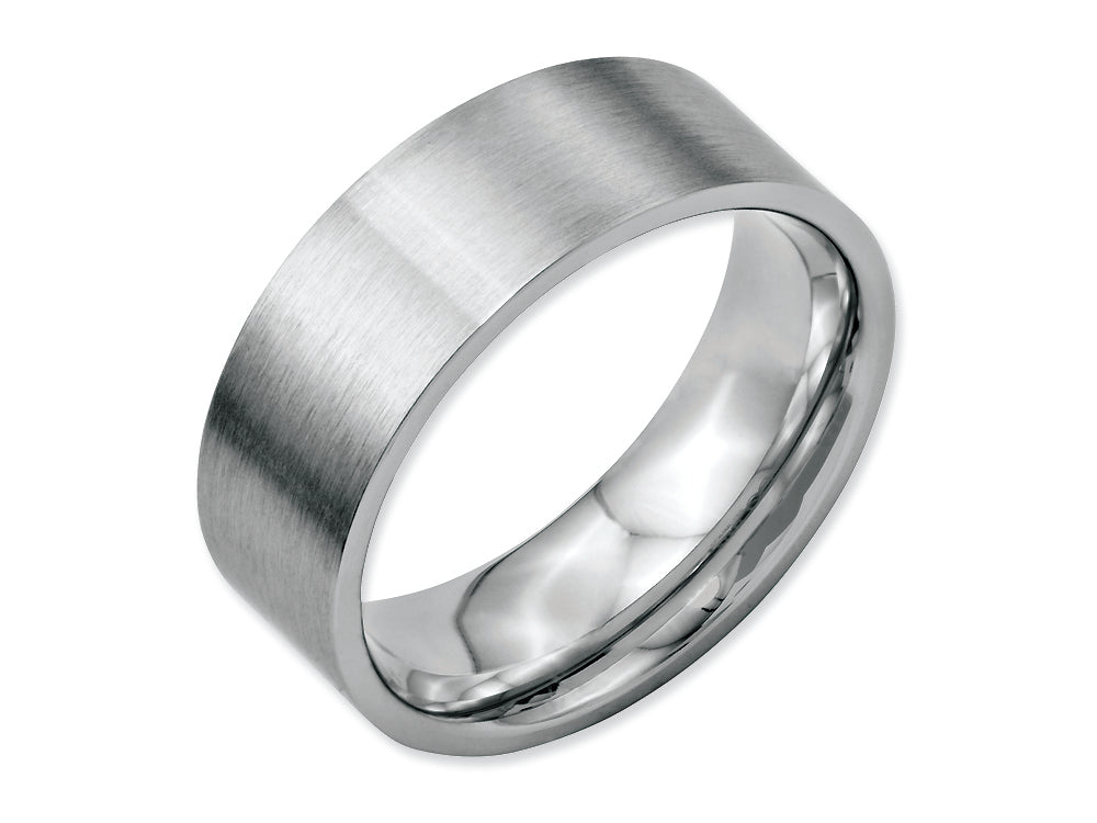 Chisel Stainless Steel Flat 8mm Brushed Wedding Band