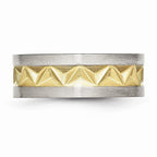 Chisel Stainless Steel Grooved Yellow Ip-plated Mens 8mm Brushed Wedding Band