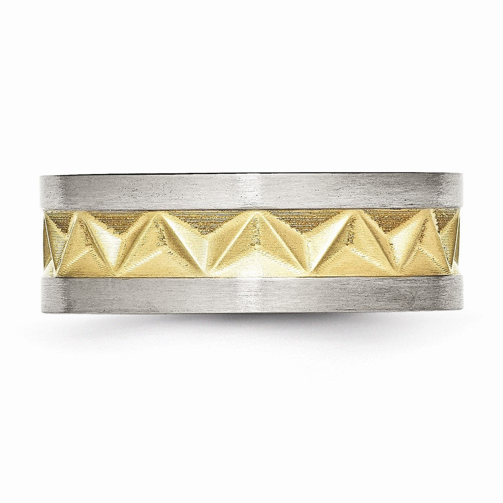 Chisel Stainless Steel Grooved Yellow Ip-plated Mens 8mm Brushed Wedding Band