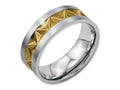 Chisel Stainless Steel Grooved Yellow Ip-plated Mens 8mm Brushed Wedding Band