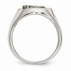 Chisel Stainless Steel Polished W/sterling Silver Rhodium-plated Eagle Ring