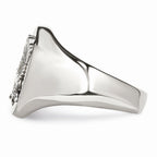 Chisel Stainless Steel Polished W/sterling Silver Rhodium-plated Eagle Ring