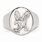 Chisel Stainless Steel Polished W/sterling Silver Rhodium-plated Eagle Ring