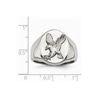Chisel Stainless Steel Polished W/sterling Silver Rhodium-plated Eagle Ring