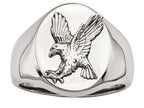 Chisel Stainless Steel Polished W/sterling Silver Rhodium-plated Eagle Ring