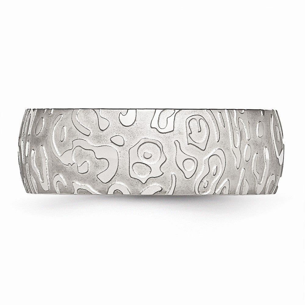 Chisel Stainless Steel Brushed and Polished Textured 8mm Wedding Band