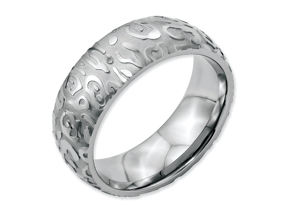 Chisel Stainless Steel Brushed and Polished Textured 8mm Wedding Band