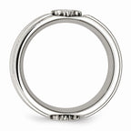 Chisel Stainless Steel Fleur De Lis 10mm Brushed and Polished Wedding Band