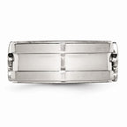 Chisel Stainless Steel Fleur De Lis 10mm Brushed and Polished Wedding Band
