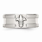 Chisel Stainless Steel Fleur De Lis 10mm Brushed and Polished Wedding Band