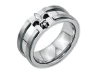 Chisel Stainless Steel Fleur De Lis 10mm Brushed and Polished Wedding Band