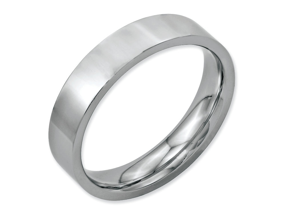 Chisel Stainless Steel Flat 5mm Polished Wedding Band