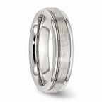 Chisel Stainless Steel Grooved Edge 6mm Satin And Polished Wedding Band