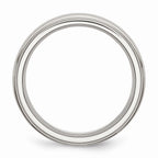 Chisel Stainless Steel Ridged Edge 7mm Brushed And Polished Wedding Band