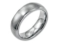 Chisel Stainless Steel Ridged Edge 7mm Brushed And Polished Wedding Band