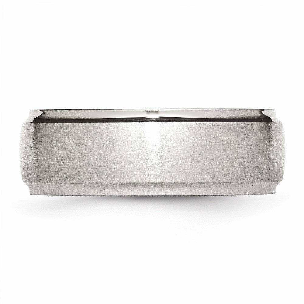 Chisel Stainless Steel Ridged Edge 8mm Brushed And Polished Wedding Band