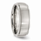 Chisel Stainless Steel Ridged Edge 8mm Brushed And Polished Wedding Band