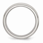 Chisel Stainless Steel Ridged Edge 8mm Brushed And Polished Wedding Band