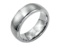 Chisel Stainless Steel Ridged Edge 8mm Brushed And Polished Wedding Band