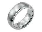 Chisel Stainless Steel Ridged Edge 8mm Brushed And Polished Wedding Band