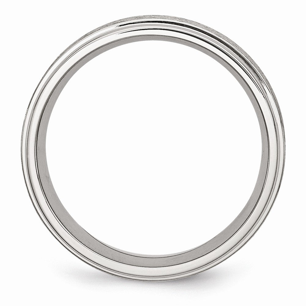 Chisel Stainless Steel Grooved Edge 8mm Brushed And Polished Wedding Band