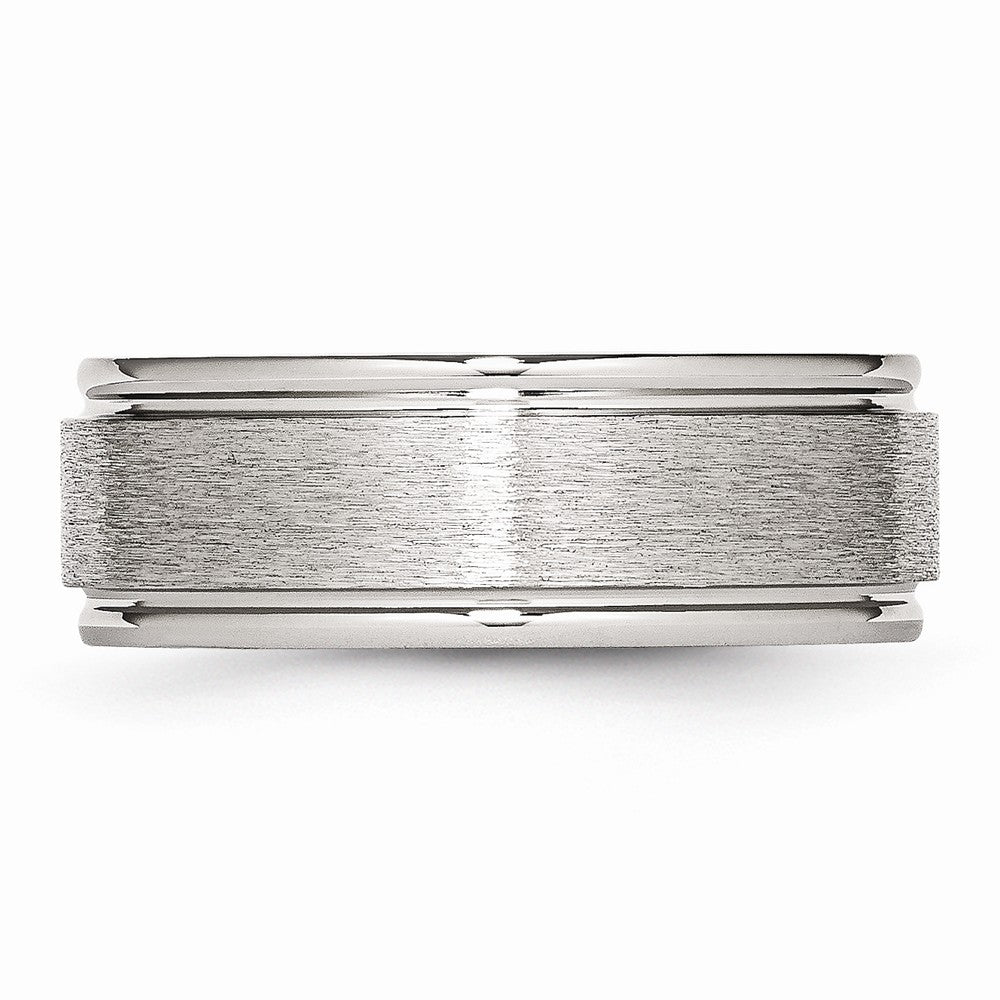 Chisel Stainless Steel Grooved Edge 8mm Brushed And Polished Wedding Band