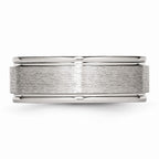 Chisel Stainless Steel Grooved Edge 8mm Brushed And Polished Wedding Band