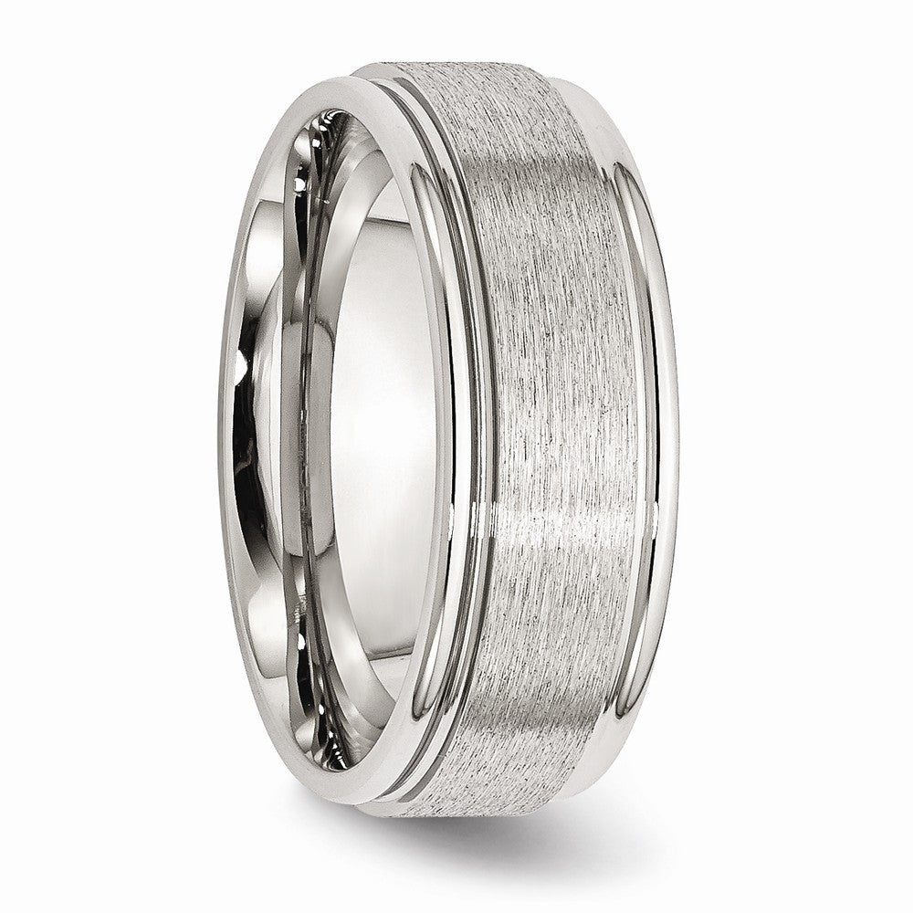 Chisel Stainless Steel Grooved Edge 8mm Brushed And Polished Wedding Band