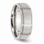 Chisel Stainless Steel Grooved Edge 8mm Brushed And Polished Wedding Band