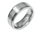 Chisel Stainless Steel Grooved Edge 8mm Brushed And Polished Wedding Band