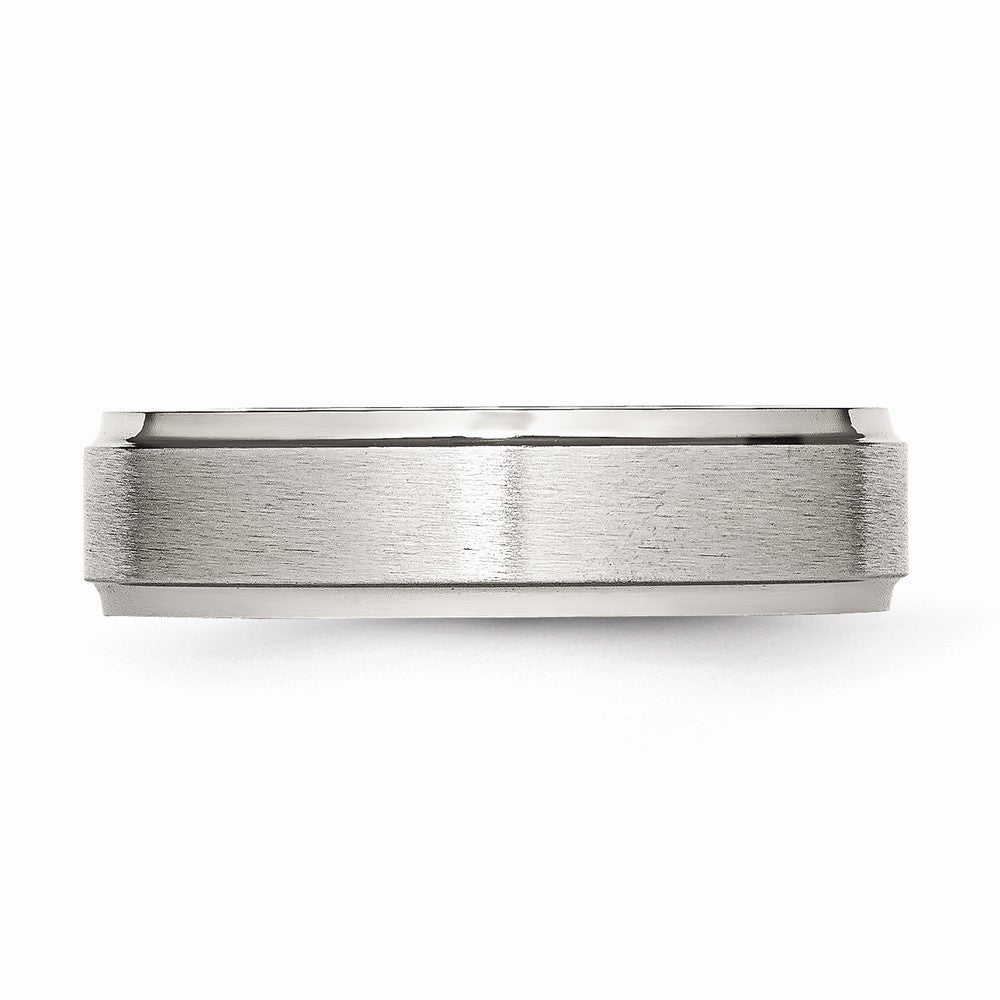 Chisel Stainless Steel Grooved Edge 6mm Brushed And Polished Wedding Band