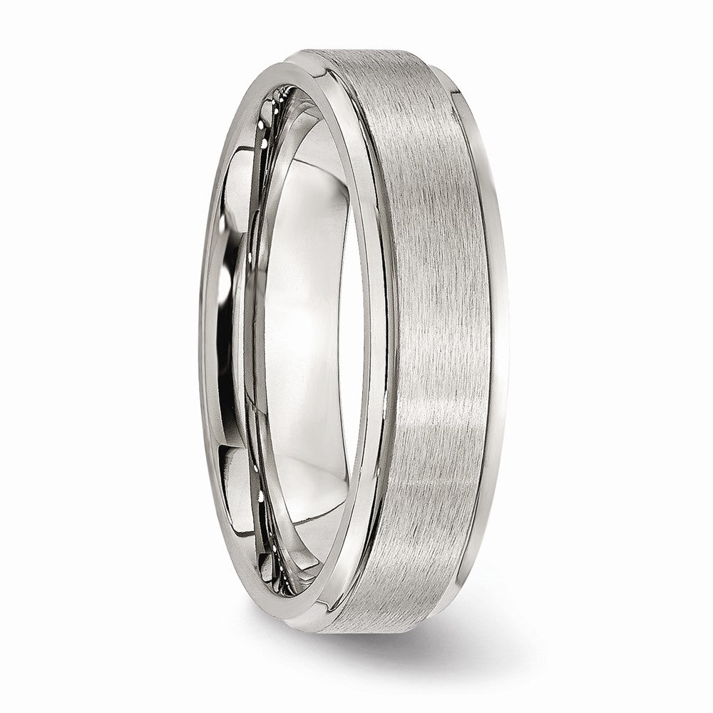 Chisel Stainless Steel Grooved Edge 6mm Brushed And Polished Wedding Band