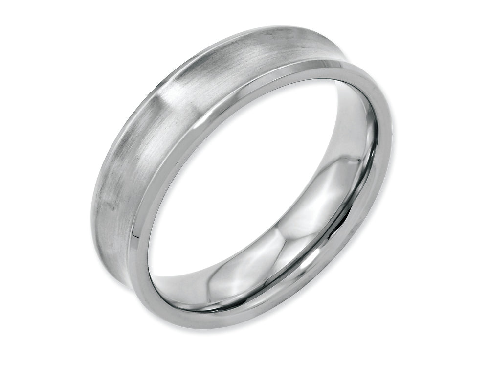 Chisel Stainless Steel Concave Beveled Edge 6mm Brushed/polished Wedding Band