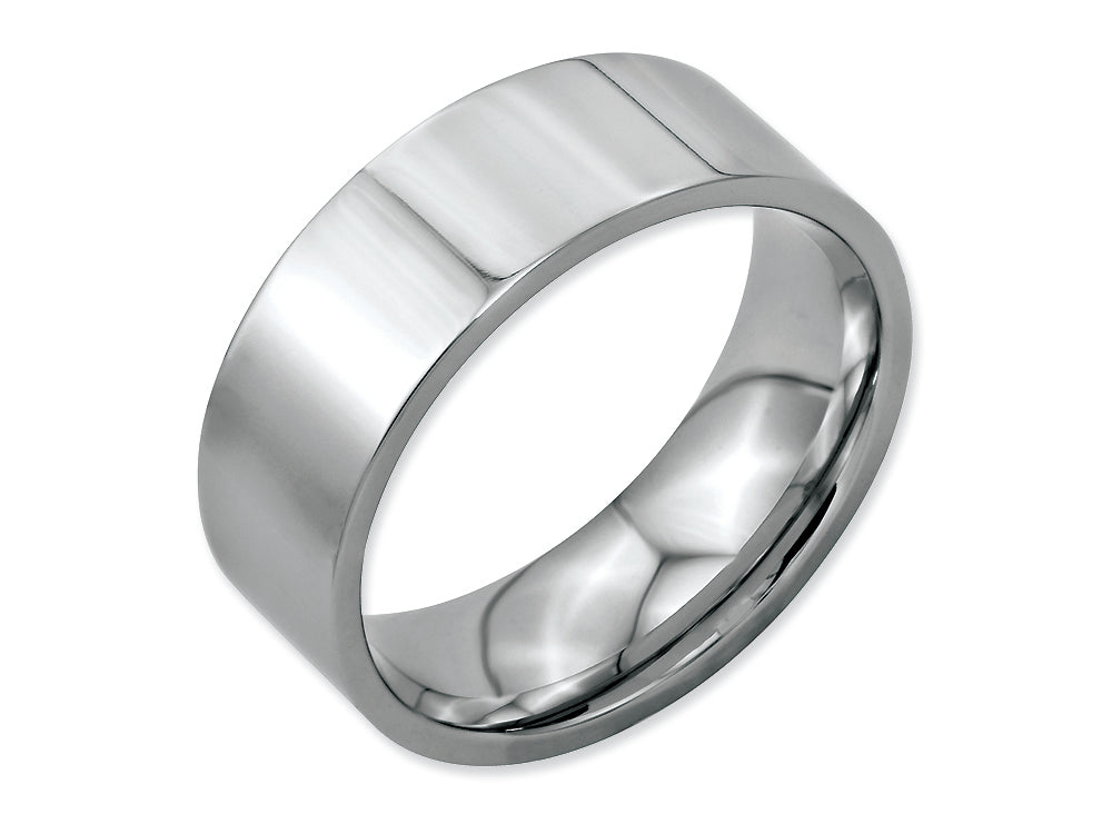 Chisel Stainless Steel Flat 8mm Polished Wedding Band