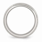 Chisel Stainless Steel Ridged Edge 8mm Brushed And Polished Wedding Band