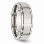 Chisel Stainless Steel Ridged Edge 8mm Brushed And Polished Wedding Band
