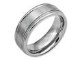Chisel Stainless Steel Ridged Edge 8mm Brushed And Polished Wedding Band