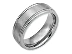 Chisel Stainless Steel Ridged Edge 8mm Brushed And Polished Wedding Band