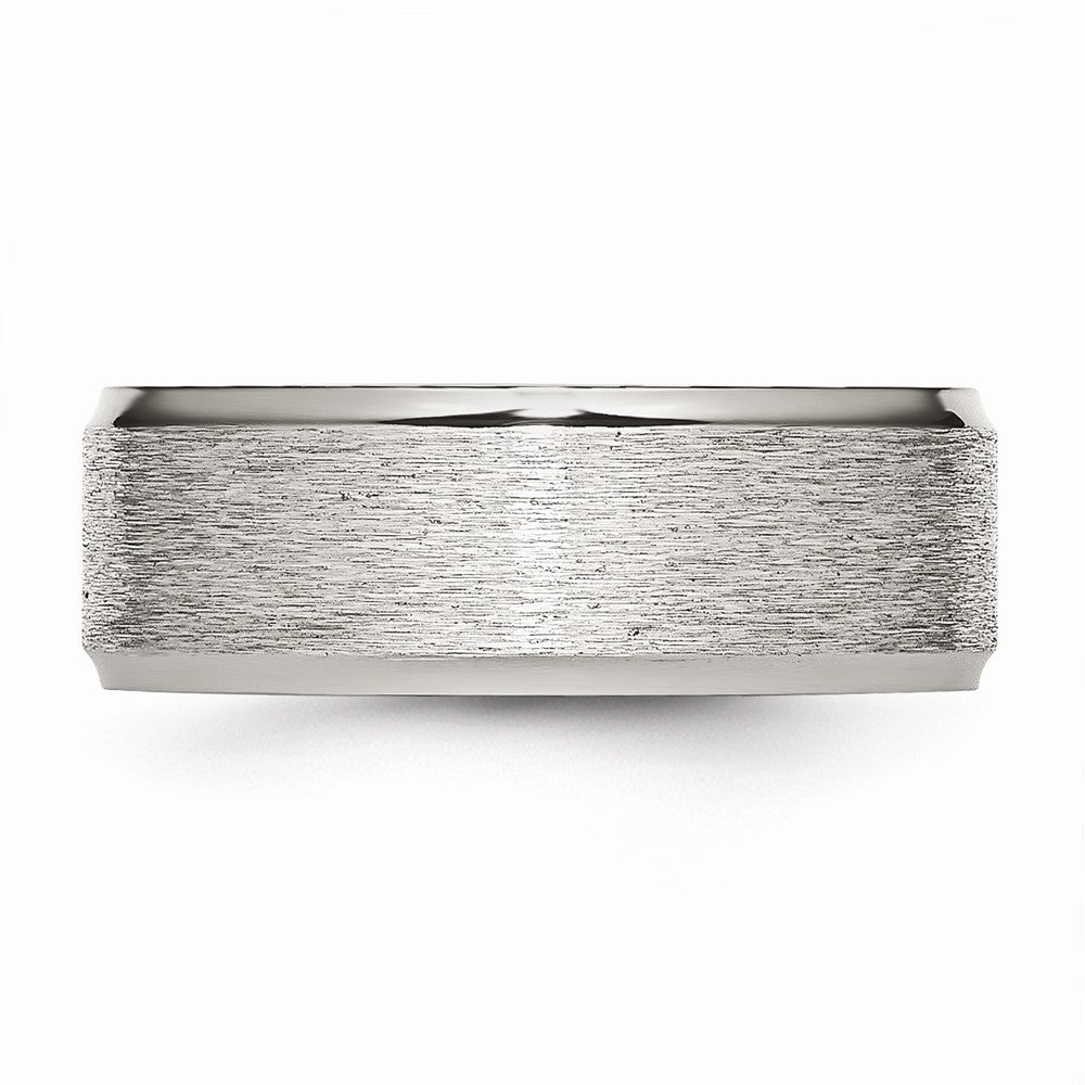 Chisel Stainless Steel Ridged Edge 8mm Brushed And Polished Wedding Band