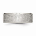 Chisel Stainless Steel Ridged Edge 8mm Brushed And Polished Wedding Band