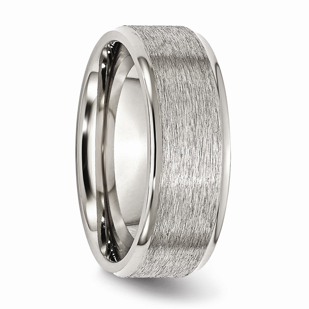 Chisel Stainless Steel Ridged Edge 8mm Brushed And Polished Wedding Band