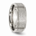 Chisel Stainless Steel Ridged Edge 8mm Brushed And Polished Wedding Band