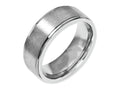 Chisel Stainless Steel Ridged Edge 8mm Brushed And Polished Wedding Band