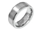 Chisel Stainless Steel Ridged Edge 8mm Brushed And Polished Wedding Band