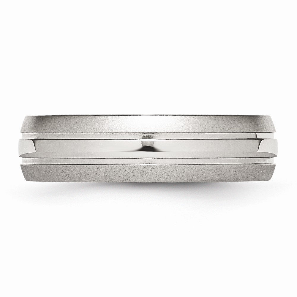 Chisel Stainless Steel Grooved 6mm Brushed And Polished Wedding Band