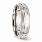 Chisel Stainless Steel Grooved 6mm Brushed And Polished Wedding Band