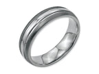 Chisel Stainless Steel Grooved 6mm Brushed And Polished Wedding Band