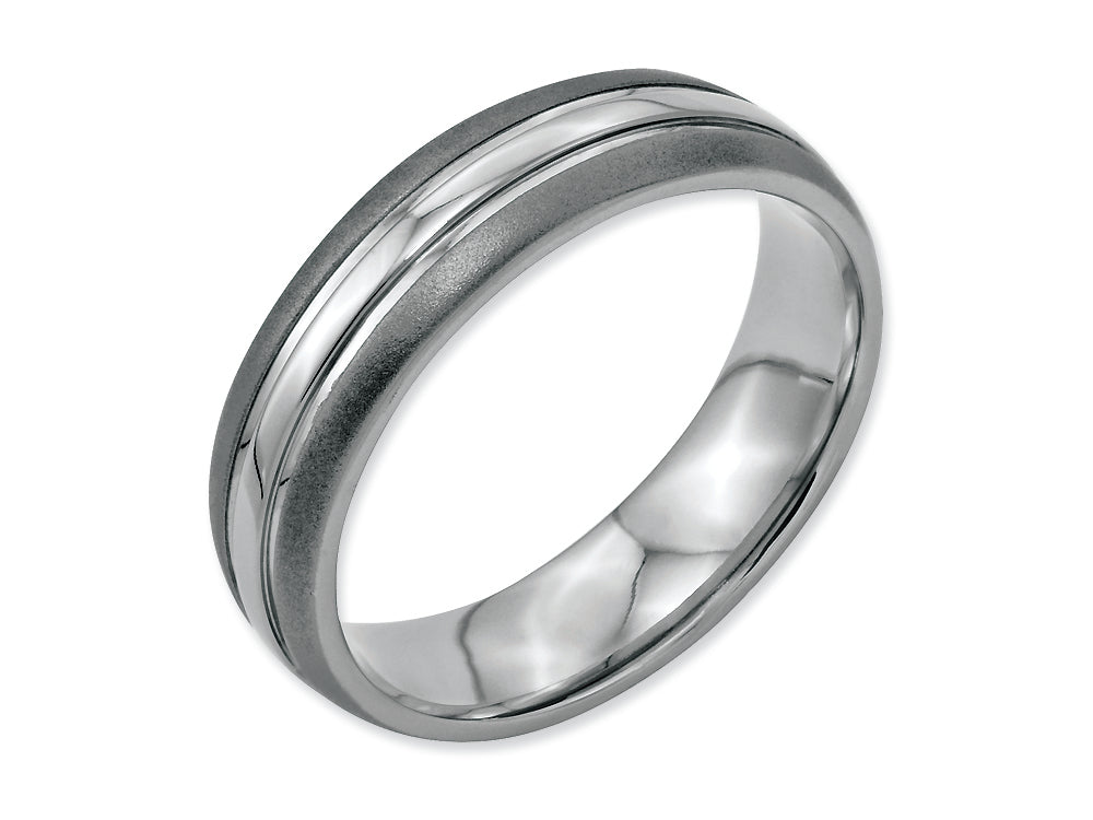 Chisel Stainless Steel Grooved 6mm Brushed And Polished Wedding Band