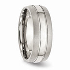 Chisel Stainless Steel Grooved 8mm Brushed And Polished Wedding Band
