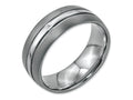 Chisel Stainless Steel Grooved 8mm Brushed And Polished Wedding Band